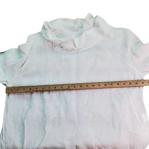 Made In Italy. Linen Cowl Neck 3/4 Sleeve Top. White. O/S - Picture 7 of 9